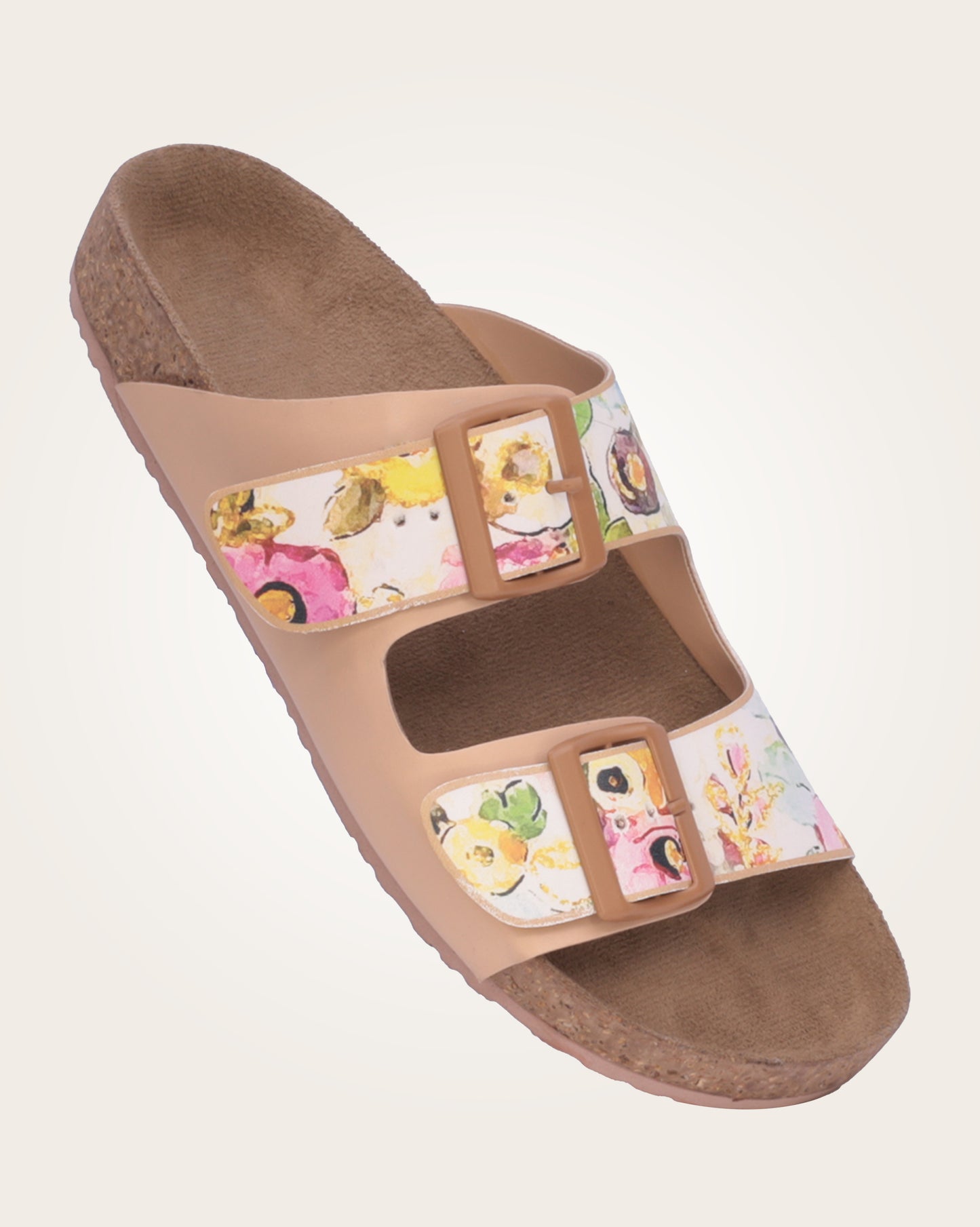 Printed Two Strap Open Toe Flats - 301059
