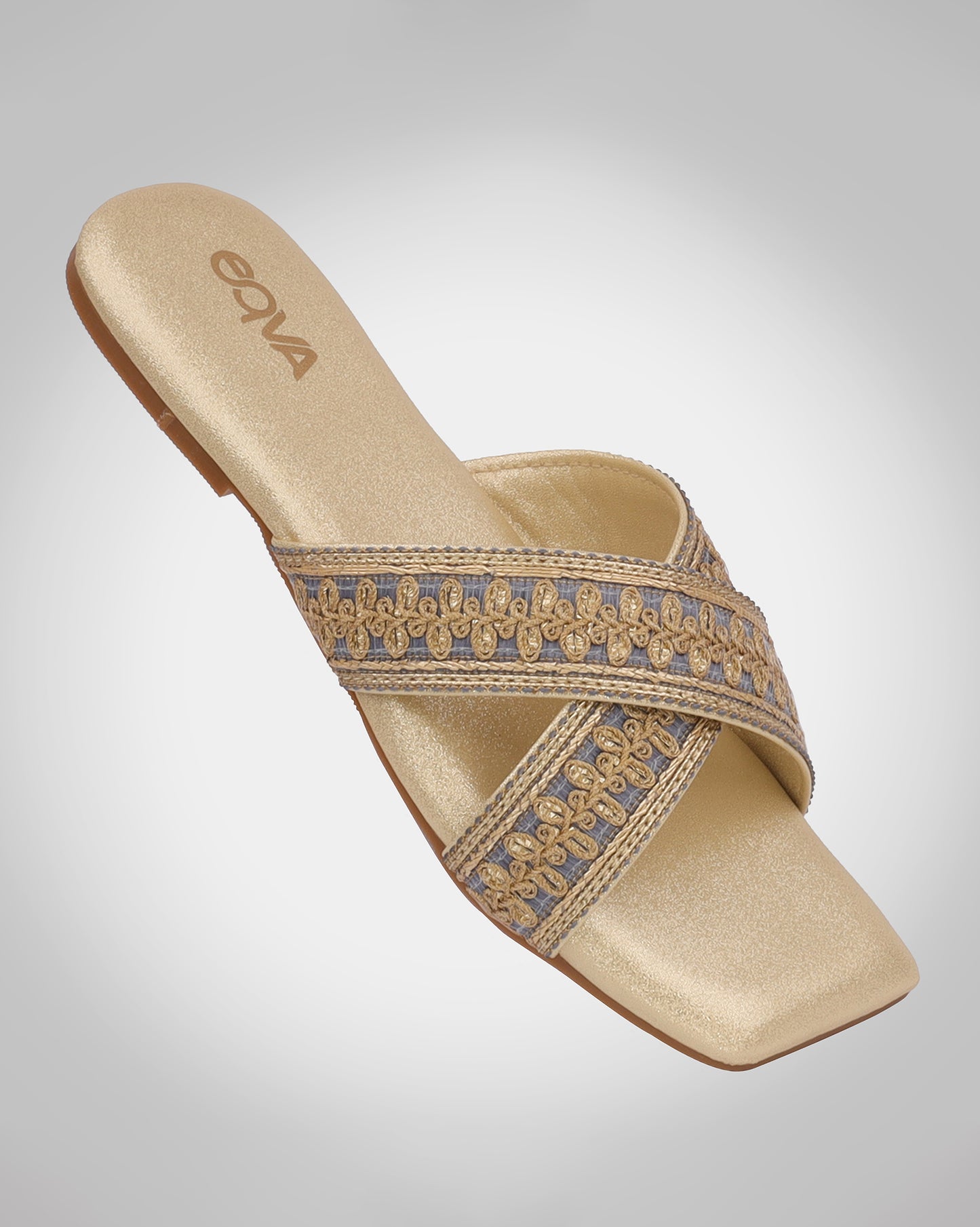 Women Open Toe Embroidery Flats - R5091