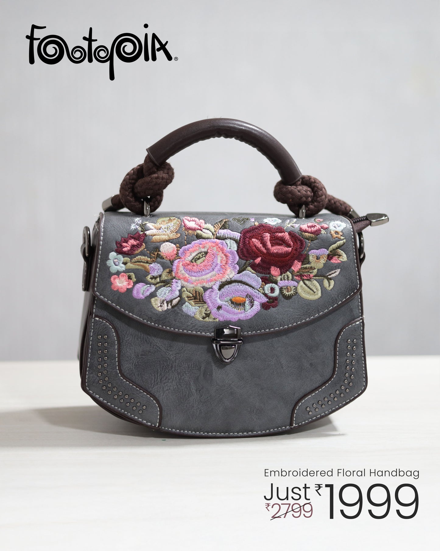 Satchel Vintage Retro Embroidery Floral Sling Bag
