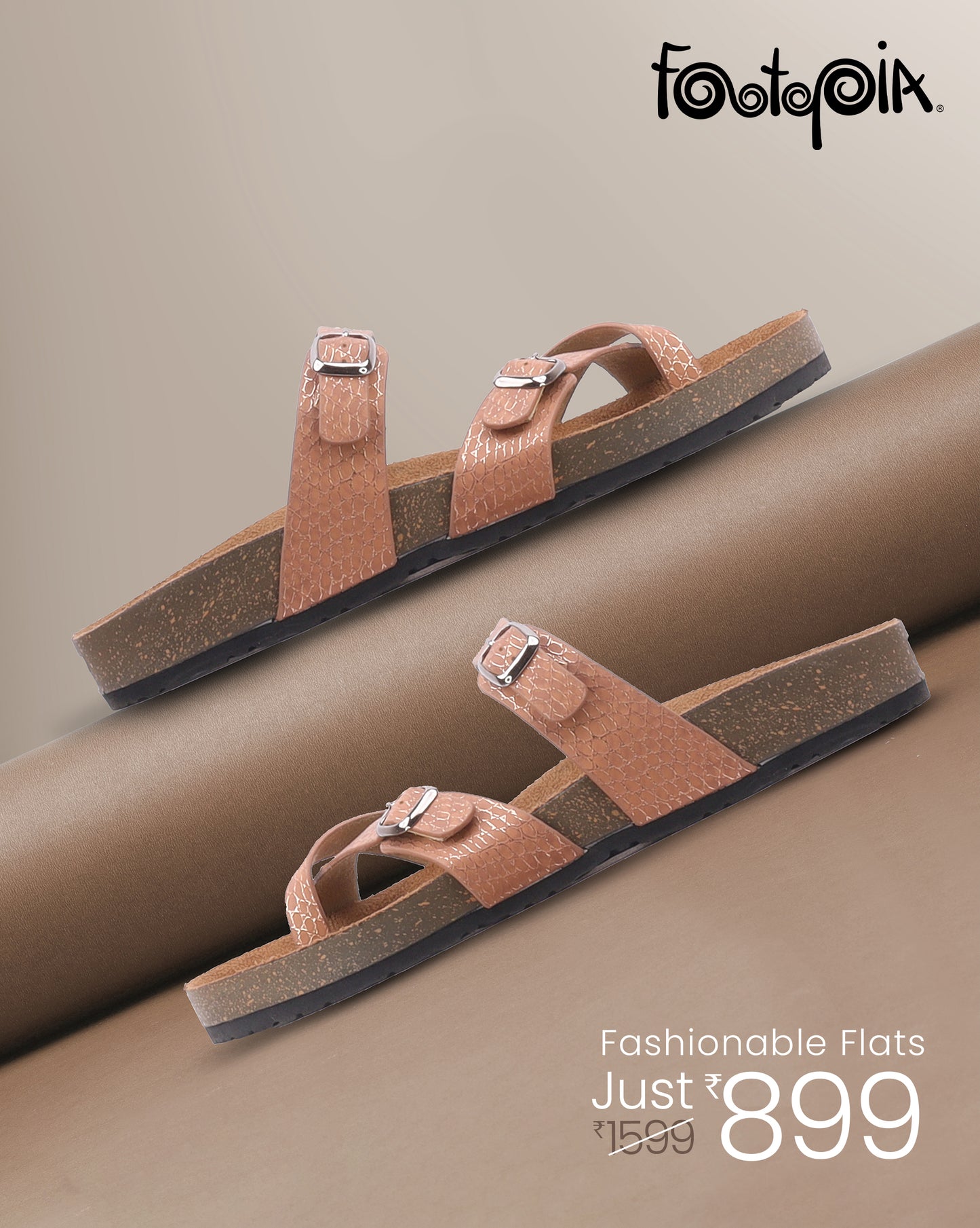 One Toe Flats with Buckles - S6275