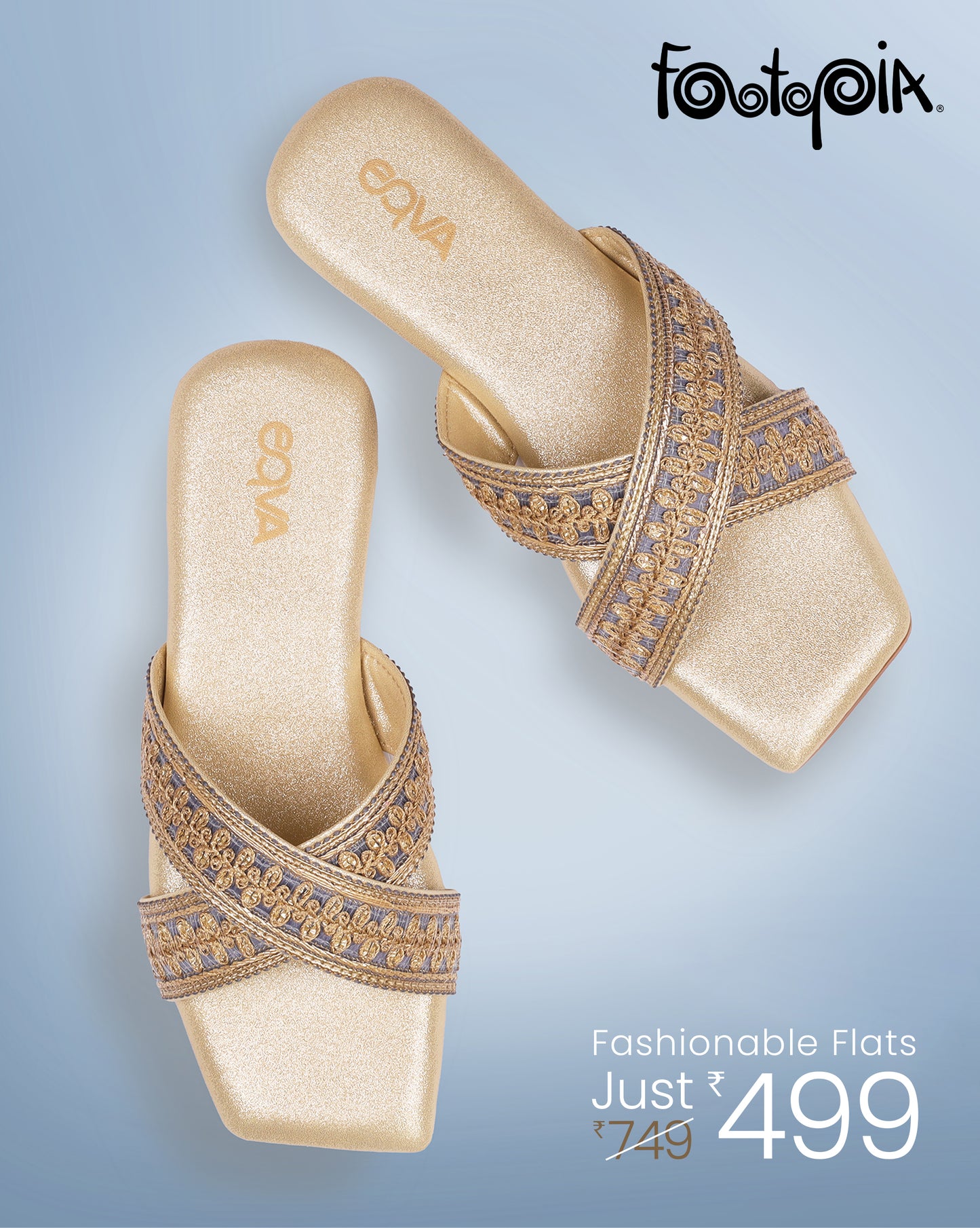 Women Open Toe Embroidery Flats - R5091