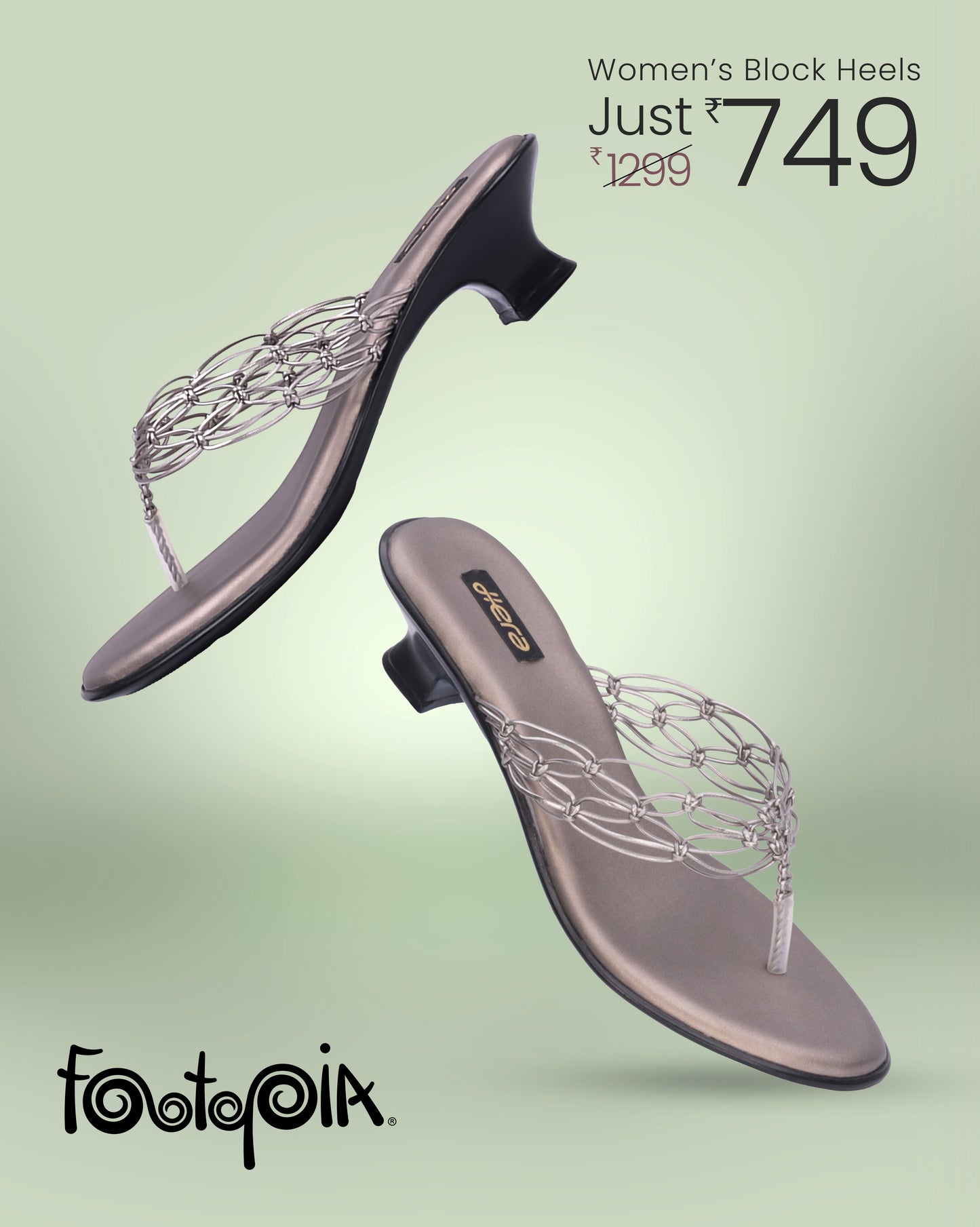 Embellished Open Toe Kitten Heels - 26947