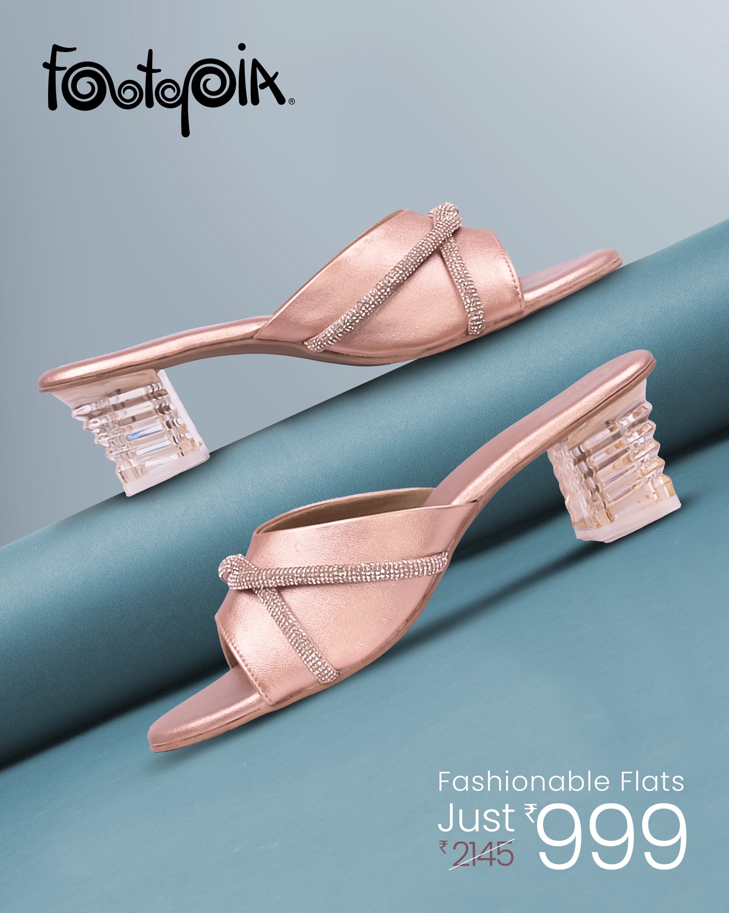 Embellished Open Toe Block Heels - S4159